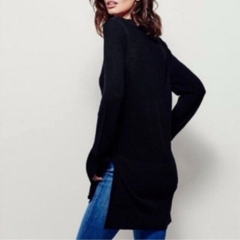 Free People Black Crisscross L/S Sweater Dress Tunic | Boho Twilightcore Casual - Picture 7 of 11